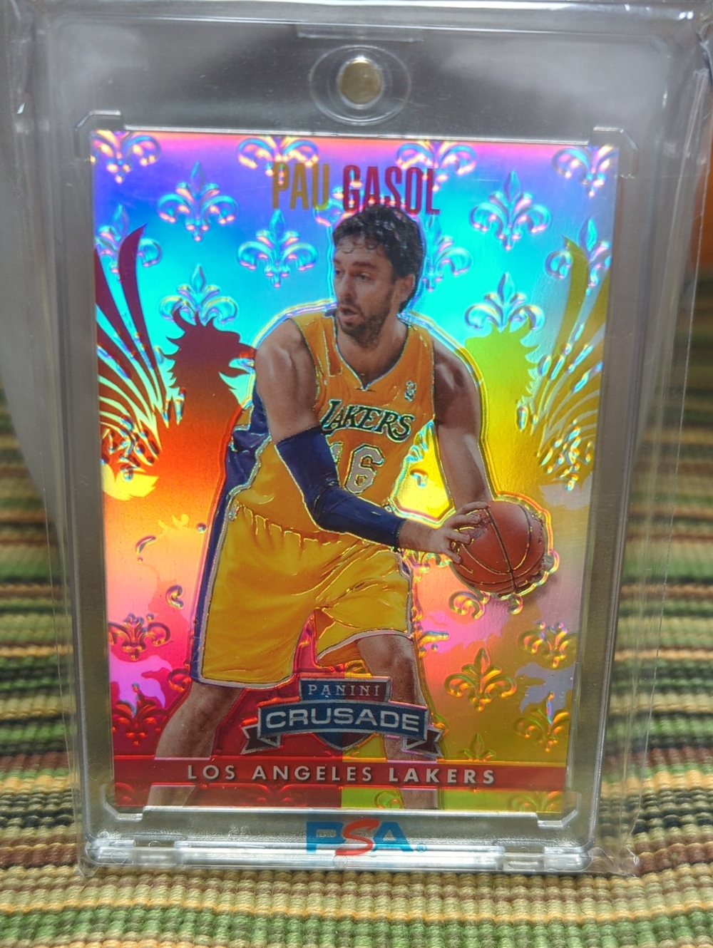 Panini Yellow & Gold Los Angeles Lakers Holographic Card - Paul Gasol